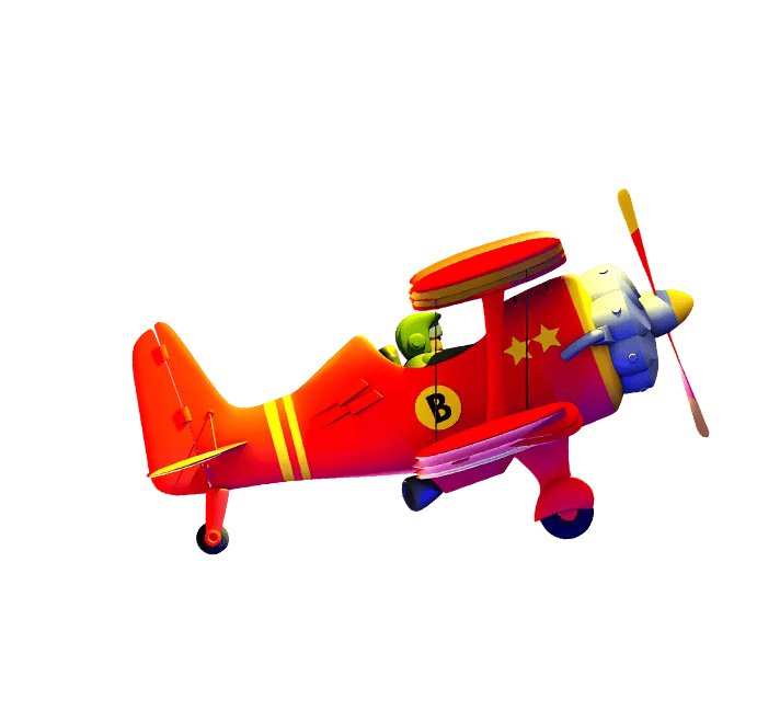 3D red Aviamasters biplane with a green pilot