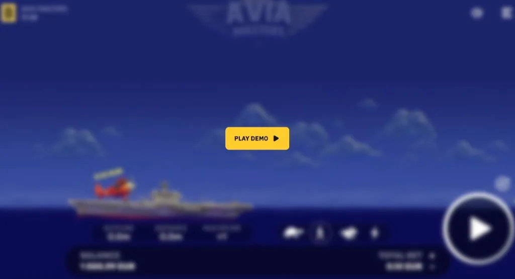 Aviamasters demo screen with a glowing Play Demo button